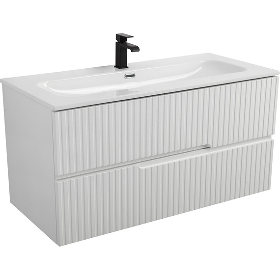 Тумба подвесная с раковиной Cezares DUET-N-1000-2C-SO-BO 100 см (раковина CZR-8073-100) bianco opaco фото 2