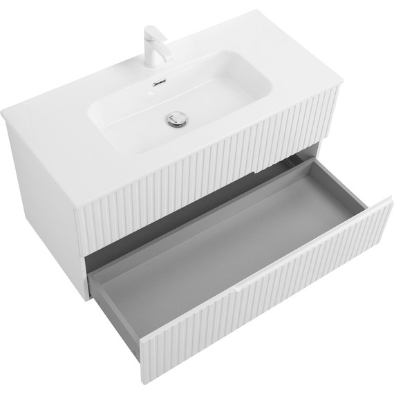 Тумба подвесная с раковиной Cezares DUET-N-1000-2C-SO-FBS-P 100 см (раковина CZR-8095-100) ясень белый софт - 5 Тумба подвесная с раковиной Cezares DUET-N-1000-2C-SO-FBS-P 100 см (раковина CZR-8095-100) ясень белый софт фото 5