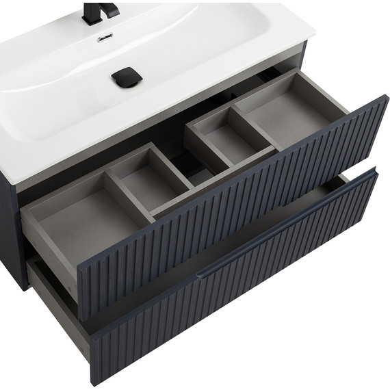 Тумба подвесная с раковиной Cezares DUET-N-1000-2C-SO-GR-P 100 см (раковина CZR-8073-100) grafito фото 5