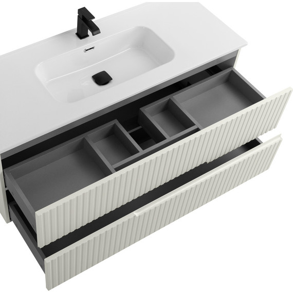 Тумба подвесная с раковиной Cezares DUET-N-1200-2C-SO-AS-P 120 см (раковина CZR-8095-120) альпака брашированная фото 5