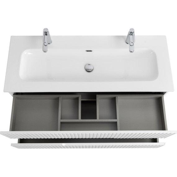 Тумба подвесная с раковиной Cezares DUET-N-1200-2C-SO-BL 120 см (раковина CZR-8073-120-1-2) bianco lucido фото 4