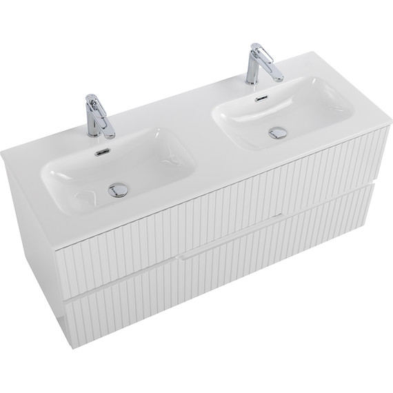 Тумба подвесная с раковиной Cezares DUET-N-1200-2C-SO-2-BL 120 см (раковина CZR-8073-120-2) bianco lucido фото 3