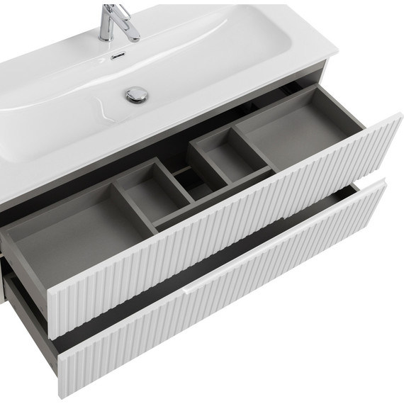 Тумба подвесная с раковиной Cezares DUET-N-1200-2C-SO-BL 120 см (раковина CZR-8073-120) bianco lucido фото 5