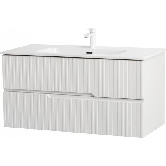 Тумба подвесная с раковиной Cezares DUET-N-1000-2C-SO-FBS-P 100 см (раковина CZR-8095-100) ясень белый софт - 2 Тумба подвесная с раковиной Cezares DUET-N-1000-2C-SO-FBS-P 100 см (раковина CZR-8095-100) ясень белый софт фото 2