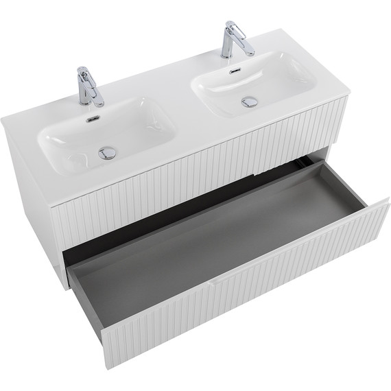 Тумба подвесная с раковиной Cezares DUET-N-1200-2C-SO-2-BL 120 см (раковина CZR-8073-120-2) bianco lucido фото 4