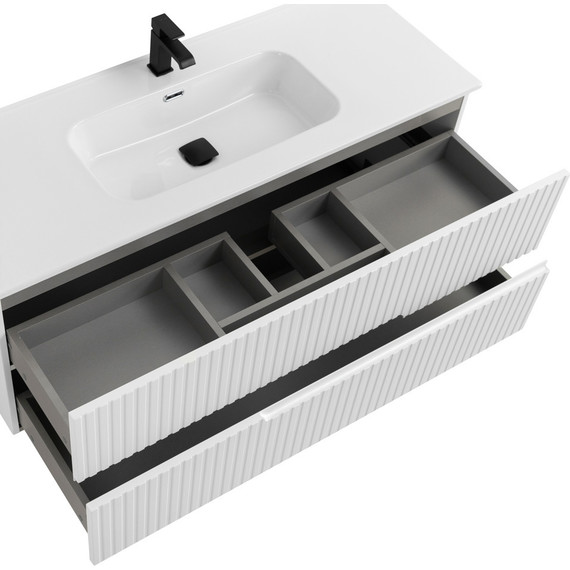 Тумба подвесная с раковиной Cezares DUET-N-1200-2C-SO-BO 120 см (раковина CZR-8095-120) bianco opaco фото 4