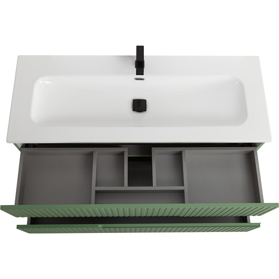 Тумба подвесная с раковиной Cezares DUET-N-1200-2C-SO-PS-P 120 см (раковина CZR-8073-120) фисташковый софт фото 4