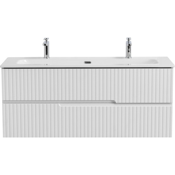 Тумба подвесная с раковиной Cezares DUET-N-1200-2C-SO-FBS-P 120 см (раковина CZR-8073-120-1-2) ясень белый софт фото 