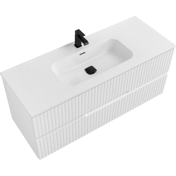 Тумба подвесная с раковиной Cezares DUET-N-1200-2C-SO-BL 120 см (раковина CZR-8095-120) bianco lucido фото 5