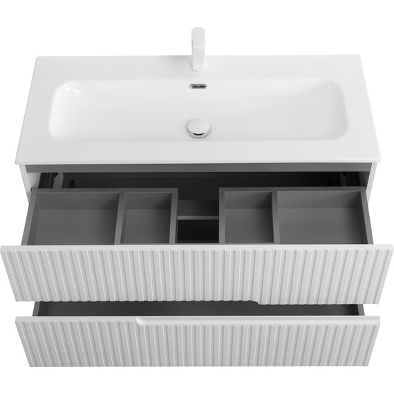 Тумба подвесная с раковиной Cezares DUET-N-1000-2C-SO-FBS-P 100 см (раковина CZR-8073-100) ясень белый софт фото 3