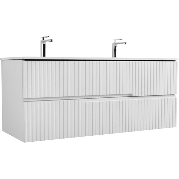 Тумба подвесная с раковиной Cezares DUET-N-1200-2C-SO-FBS-P 120 см (раковина CZR-8073-120-1-2) ясень белый софт фото 5