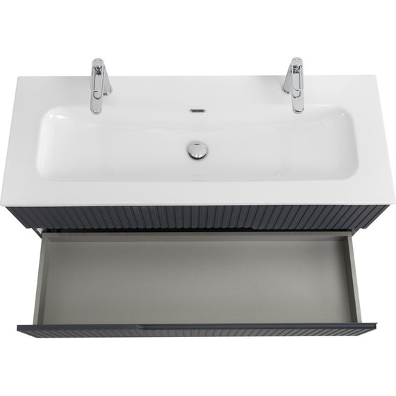 Тумба подвесная с раковиной Cezares DUET-N-1200-2C-SO-GR-P 120 см (раковина CZR-8073-120-1-2) grafito фото 6