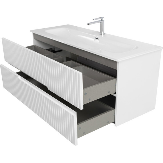 Тумба подвесная с раковиной Cezares DUET-N-1200-2C-SO-BO 120 см (раковина CZR-8073-120) bianco opaco фото 5