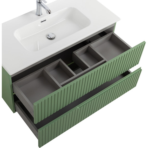 Тумба подвесная с раковиной Cezares DUET-N-1000-2C-SO-PS-P 100 см (раковина CZR-8095-100) фисташковый софт фото 5