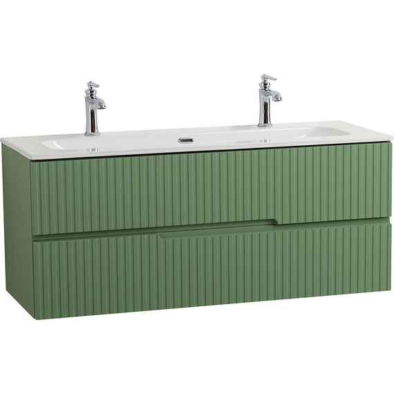 Тумба подвесная с раковиной Cezares DUET-N-1200-2C-SO-PS-P 120 см (раковина CZR-8073-120-1-2) фисташковый софт фото 2