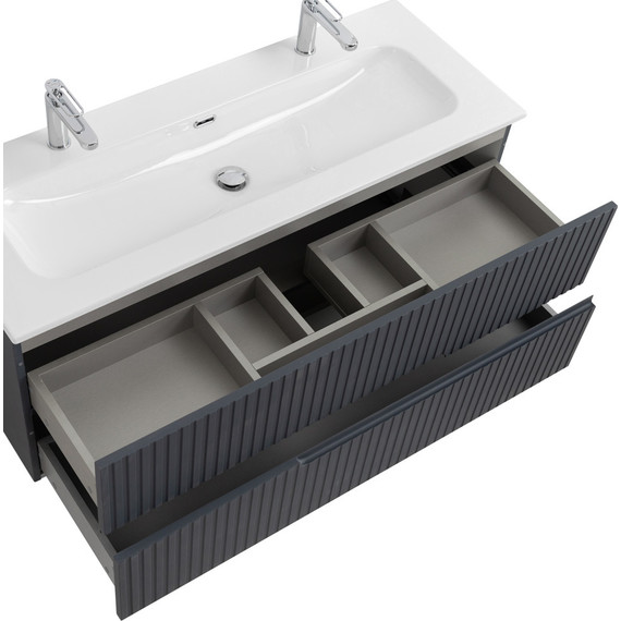 Тумба подвесная с раковиной Cezares DUET-N-1200-2C-SO-GR-P 120 см (раковина CZR-8073-120-1-2) grafito фото 5