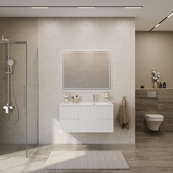 Тумба подвесная с раковиной Cezares DUET-N-1000-2C-SO-BL-R 100 см (раковина CZR-8095-100-R) bianco lucido - 7 Тумба подвесная с раковиной Cezares DUET-N-1000-2C-SO-BL-R 100 см (раковина CZR-8095-100-R) bianco lucido фото 7