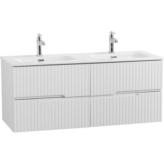 Тумба подвесная с раковиной Cezares DUET-N-1200-4C-SO-2-BL 120 см (раковина CZR-8073-120-2) bianco lucido фото 2