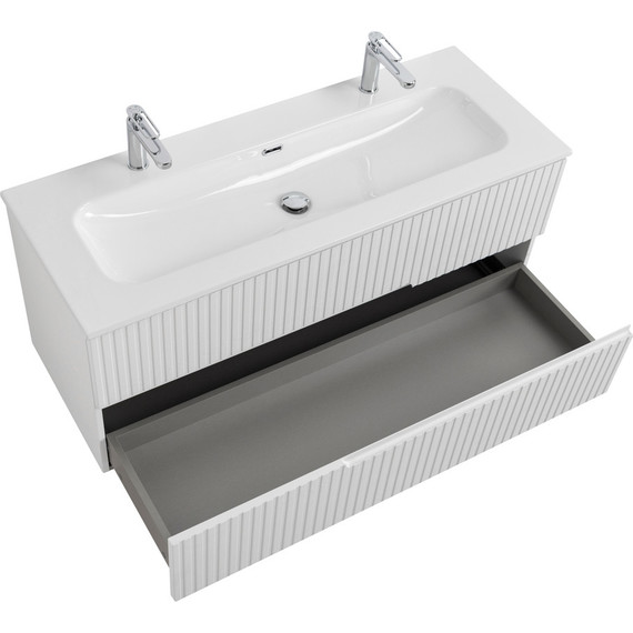 Тумба подвесная с раковиной Cezares DUET-N-1200-2C-SO-FBS-P 120 см (раковина CZR-8073-120-1-2) ясень белый софт фото 3