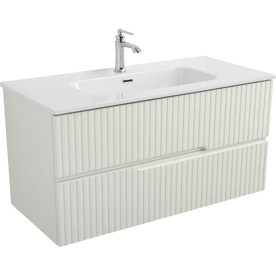 Тумба подвесная с раковиной Cezares DUET-N-1000-2C-SO-AS-P 100 см (раковина CZR-8095-100) альпака брашированная фото 2