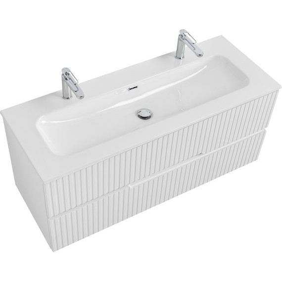 Тумба подвесная с раковиной Cezares DUET-N-1200-2C-SO-FBS-P 120 см (раковина CZR-8073-120-1-2) ясень белый софт фото 4