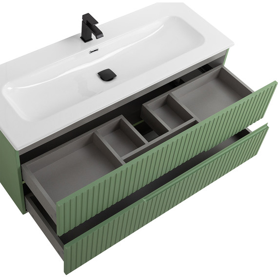 Тумба подвесная с раковиной Cezares DUET-N-1200-2C-SO-PS-P 120 см (раковина CZR-8073-120) фисташковый софт фото 6