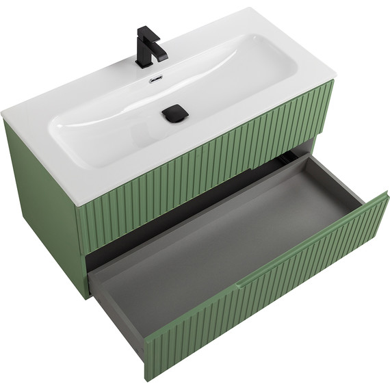 Тумба подвесная с раковиной Cezares DUET-N-1000-2C-SO-PS-P 100 см (раковина CZR-8073-100) фисташковый софт фото 3