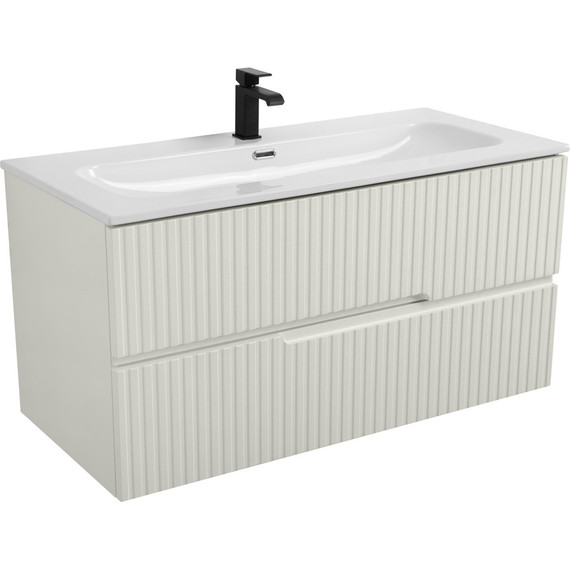 Тумба подвесная с раковиной Cezares DUET-N-1000-2C-SO-AS-P 100 см (раковина CZR-8073-100) альпака брашированная фото 2