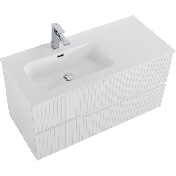 Тумба подвесная с раковиной Cezares DUET-N-1000-2C-SO-BL-L 100 см (раковина CZR-8095-100-L) bianco lucido фото 4