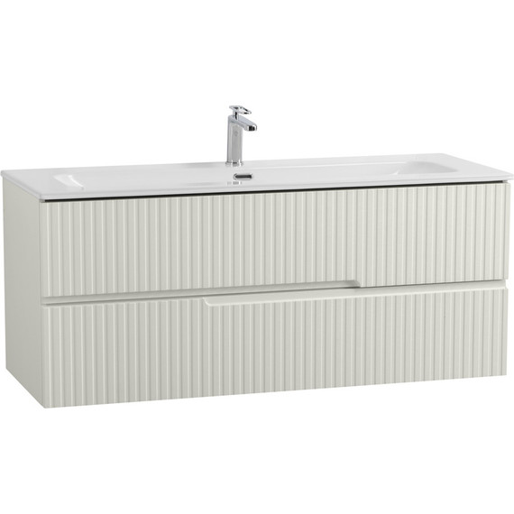 Тумба подвесная с раковиной Cezares DUET-N-1200-2C-SO-AS-P 120 см (раковина CZR-8073-120) альпака брашированная фото 2