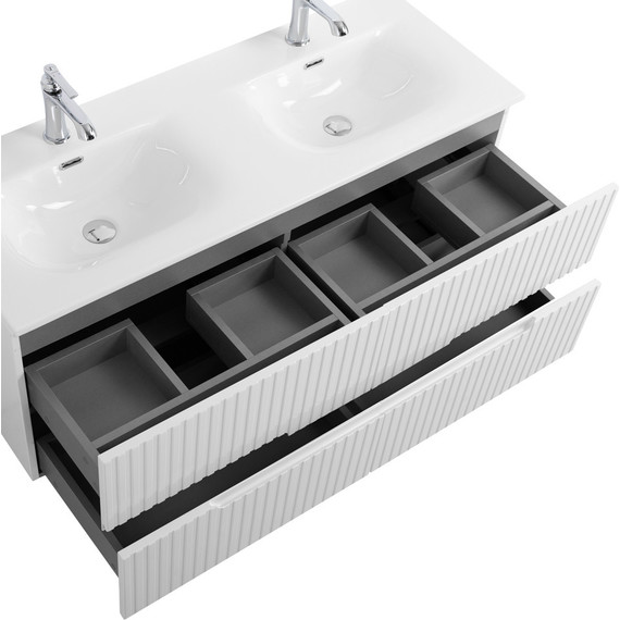 Тумба подвесная с раковиной Cezares DUET-N-1200-4C-SO-2-BL 120 см (раковина CZR-8073-120-2) bianco lucido фото 5