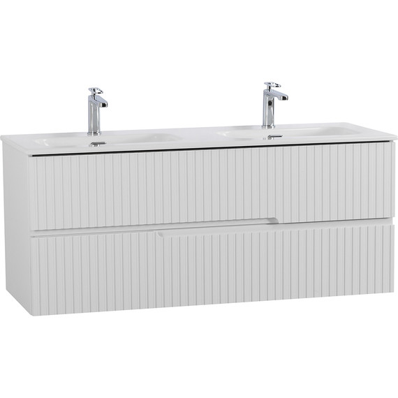 Тумба подвесная с раковиной Cezares DUET-N-1200-2C-SO-2-BL 120 см (раковина CZR-8073-120-2) bianco lucido фото 2