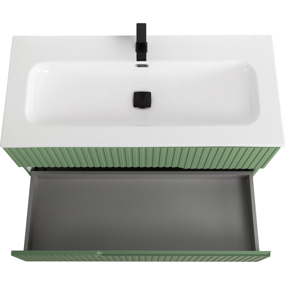 Тумба подвесная с раковиной Cezares DUET-N-1000-2C-SO-PS-P 100 см (раковина CZR-8073-100) фисташковый софт фото 6