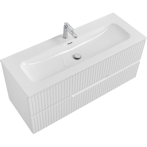 Тумба подвесная с раковиной Cezares DUET-N-1200-2C-SO-BL 120 см (раковина CZR-8073-120) bianco lucido фото 3