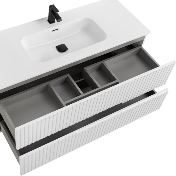 Тумба подвесная с раковиной Cezares DUET-N-1200-2C-SO-FBS-P 120 см (раковина CZR-8095-120) ясень белый софт фото 5