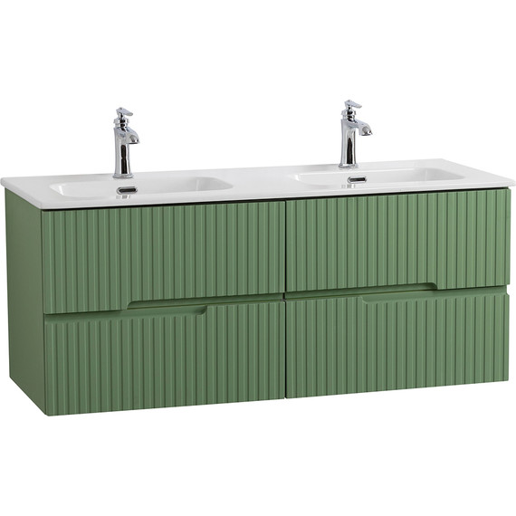 Тумба подвесная с раковиной Cezares DUET-N-1200-4C-SO-2-PS-P 120 см (раковина CZR-8095-120-2) фисташковый софт фото 2