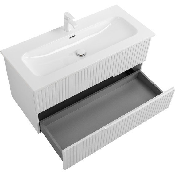 Тумба подвесная с раковиной Cezares DUET-N-1000-2C-SO-FBS-P 100 см (раковина CZR-8073-100) ясень белый софт фото 5