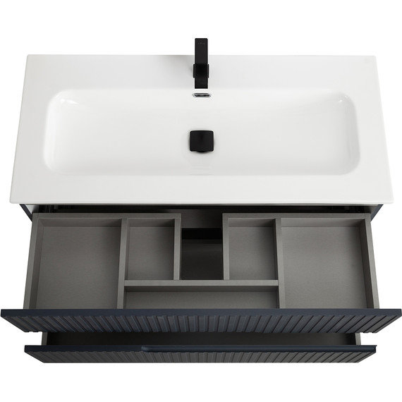 Тумба подвесная с раковиной Cezares DUET-N-1000-2C-SO-GR-P 100 см (раковина CZR-8073-100) grafito фото 4