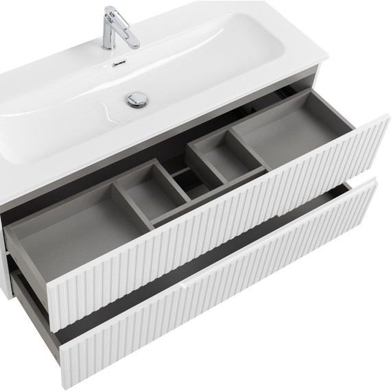 Тумба подвесная с раковиной Cezares DUET-N-1200-2C-SO-FBS-P 120 см (раковина CZR-8073-120) ясень белый софт фото 5