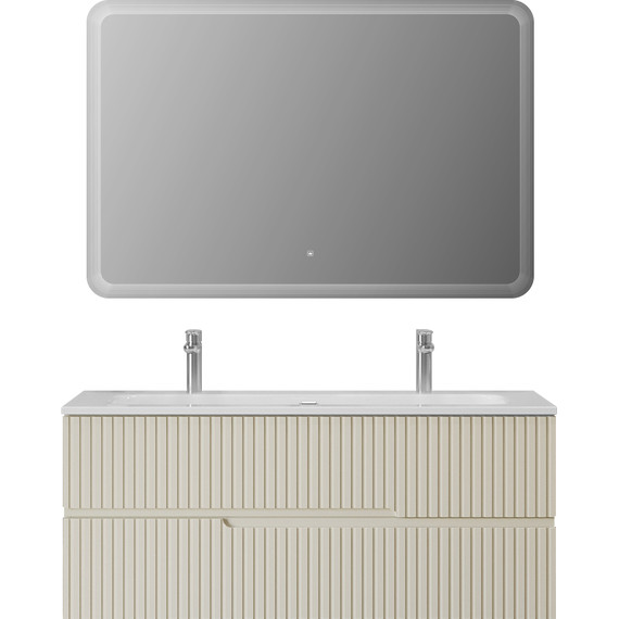 Тумба подвесная с раковиной Cezares DUET-N-1200-2C-SO-AS-P 120 см (раковина CZR-8073-120-1-2) альпака брашированная фото 9