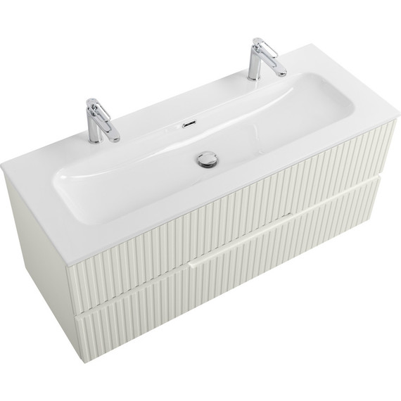 Тумба подвесная с раковиной Cezares DUET-N-1200-2C-SO-AS-P 120 см (раковина CZR-8073-120-1-2) альпака брашированная фото 3