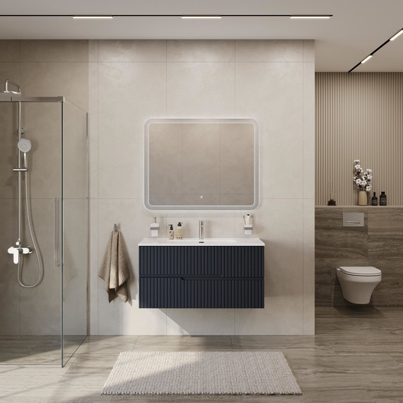 Тумба подвесная с раковиной Cezares DUET-N-1000-2C-SO-GR-P 100 см (раковина CZR-8095-100) grafito фото 7