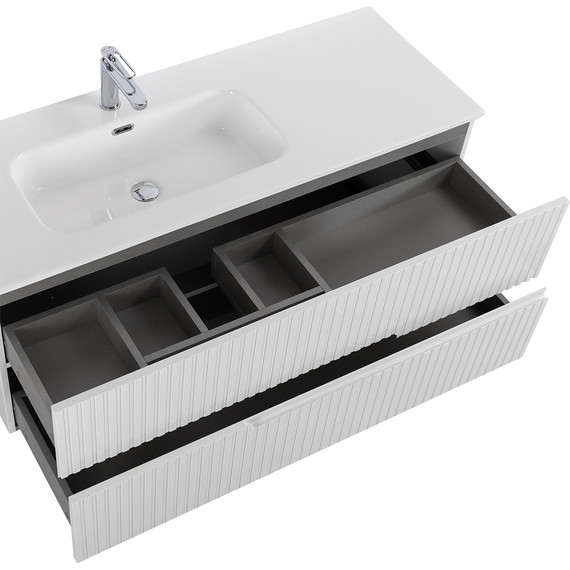 Тумба подвесная с раковиной Cezares DUET-N-1200-2C-SO-BL-L 120 см (раковина CZR-8095-120-L) bianco lucido фото 5