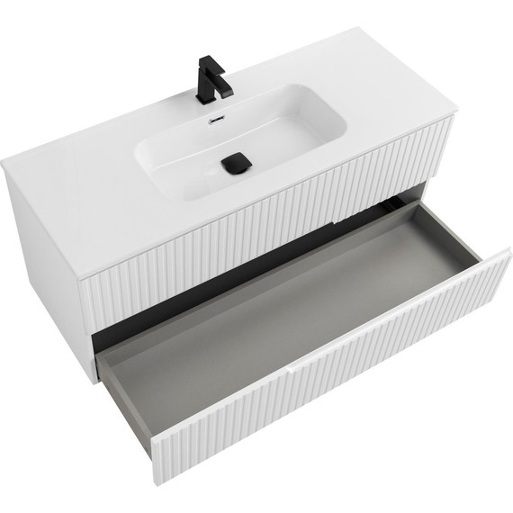 Тумба подвесная с раковиной Cezares DUET-N-1200-2C-SO-BL 120 см (раковина CZR-8095-120) bianco lucido фото 3