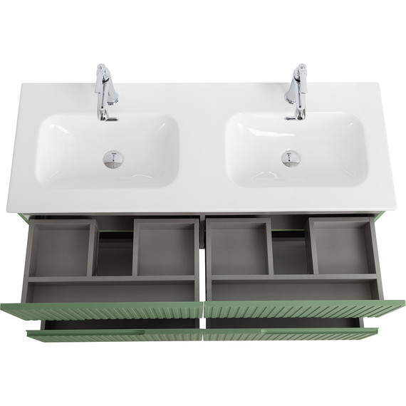 Тумба подвесная с раковиной Cezares DUET-N-1200-4C-SO-2-PS-P 120 см (раковина CZR-8073-120-2) фисташковый софт - 4 Тумба подвесная с раковиной Cezares DUET-N-1200-4C-SO-2-PS-P 120 см (раковина CZR-8073-120-2) фисташковый софт фото 4