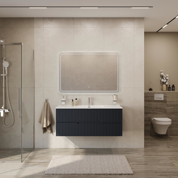 Тумба подвесная с раковиной Cezares DUET-N-1200-2C-SO-GR-P 120 см (раковина CZR-8095-120) grafito фото 10