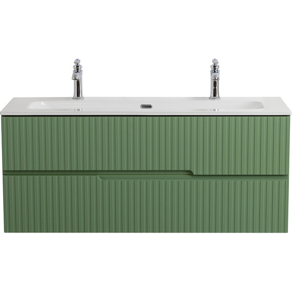 Тумба подвесная с раковиной Cezares DUET-N-1200-2C-SO-PS-P 120 см (раковина CZR-8073-120-1-2) фисташковый софт фото 