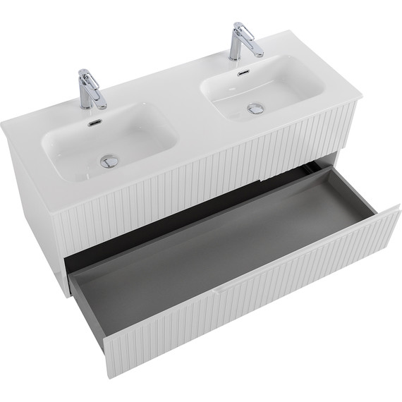 Тумба подвесная с раковиной Cezares DUET-N-1200-2C-SO-2-BL 120 см (раковина CZR-8095-120-2) bianco lucido фото 4