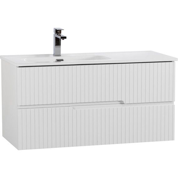 Тумба подвесная с раковиной Cezares DUET-N-1000-2C-SO-BL-L 100 см (раковина CZR-8095-100-L) bianco lucido фото 2