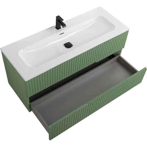 Тумба подвесная с раковиной Cezares DUET-N-1200-2C-SO-PS-P 120 см (раковина CZR-8073-120) фисташковый софт фото 3